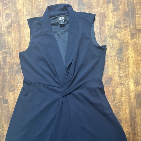 DKNY SZ 14 Navy Tuxedo Neckline Dress - Classic Navy - Picture 1 of 6